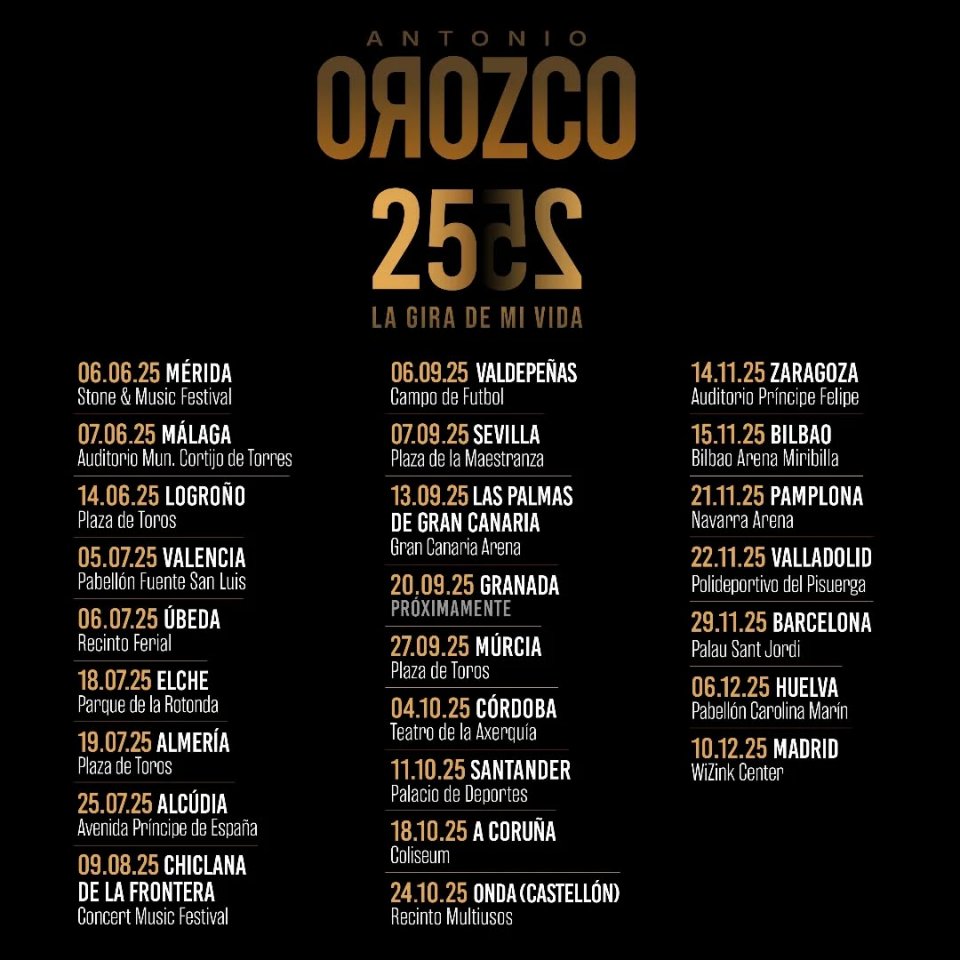 “La gira de mi vida” de Antonio Orozco llega a BARCELONA para celebrar 25 años de música